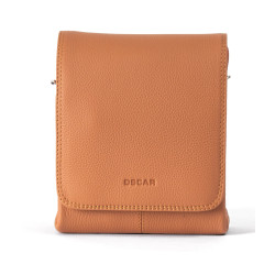 OSCAR Camel Leather Magnetic Snap Crossbody Bag for Men