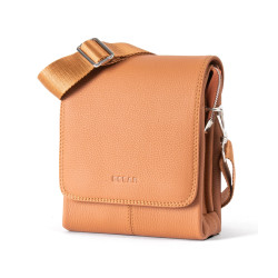 OSCAR Camel Leather Magnetic Snap Crossbody Bag for Men