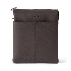 OSCAR Espresso Leather Zip Closure Crossbody