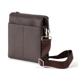 OSCAR Espresso Leather Zip Closure Crossbody