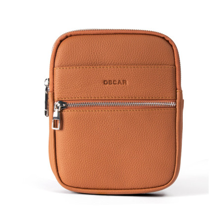 OSCAR Men’s Camel Leather Zippered Backpack