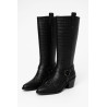 %100 Genuine Leather Women’s Cowboy Boots – Black Croco