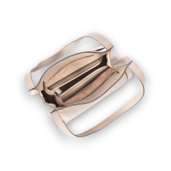 OSCAR Beige Tone Leather Shoulder Bag – Magnetic Closure, Multi-Compartment Design