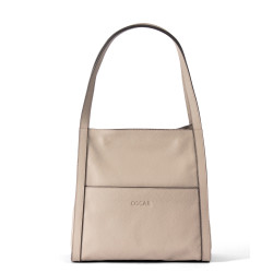 OSCAR Beige Tone Leather Shoulder Bag – Magnetic Closure, Multi-Compartment Design