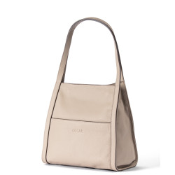 OSCAR Beige Tone Leather Shoulder Bag – Magnetic Closure, Multi-Compartment Design