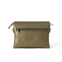 OSCAR Stone Leather Flap Bag – Signature Lock, Practical Compartments