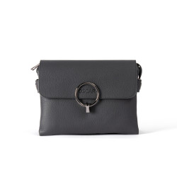 OSCAR Stone Leather Flap Bag – Signature Lock, Practical Compartments
