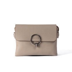 OSCAR Stone Leather Flap Bag – Signature Lock, Practical Compartments