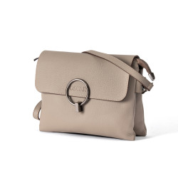 OSCAR Stone Leather Flap Bag – Signature Lock, Practical Compartments
