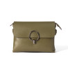 OSCAR Stone Leather Flap Bag – Signature Lock, Practical Compartments